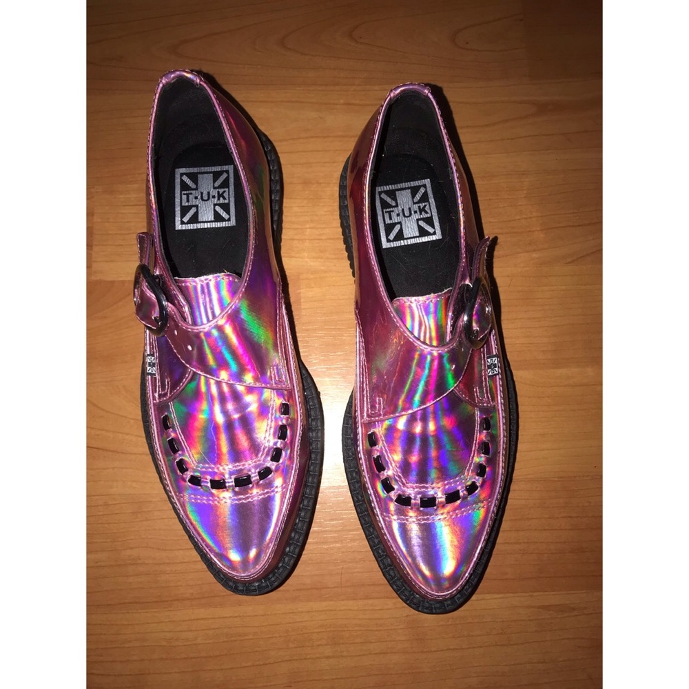 T.U.K Pink holographic vegan creepers